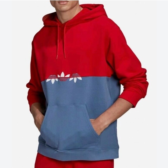 Adidas Originals Lg Men's Slice Trefoil Cotton Colorblock Pullover Hoodie GN3443 - Picture 1 of 12